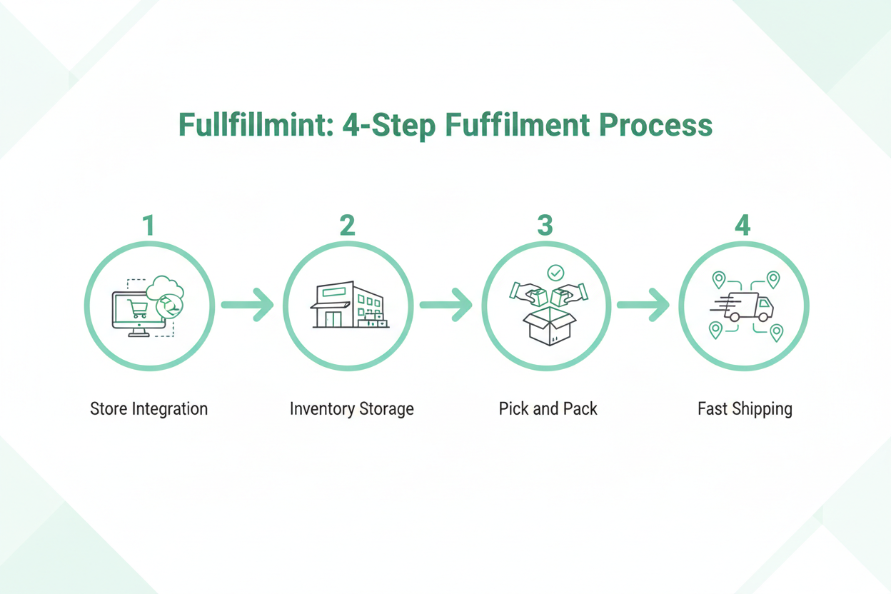 How Fullfillmint Fulfillment Works
1. Store Integration: Connect your e-commerce platform and sync orders automatically.
2. Inventory Storage: Ship your products to our secure U.S.-based warehouse.
3. Pick and Pack: Orders are picked and packed accurately as soon as they are placed.
4. Fast Shipping: Orders are shipped quickly with tracking provided to you and your customers.
